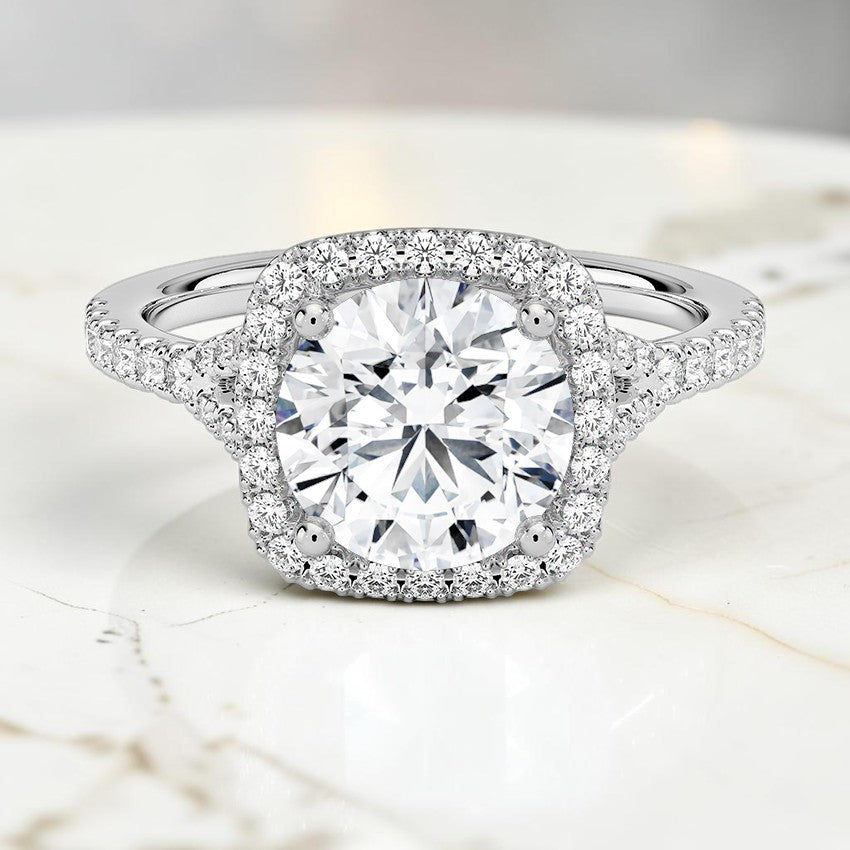 Felicity Half Coverage Diamond Ring in 14K White Gold