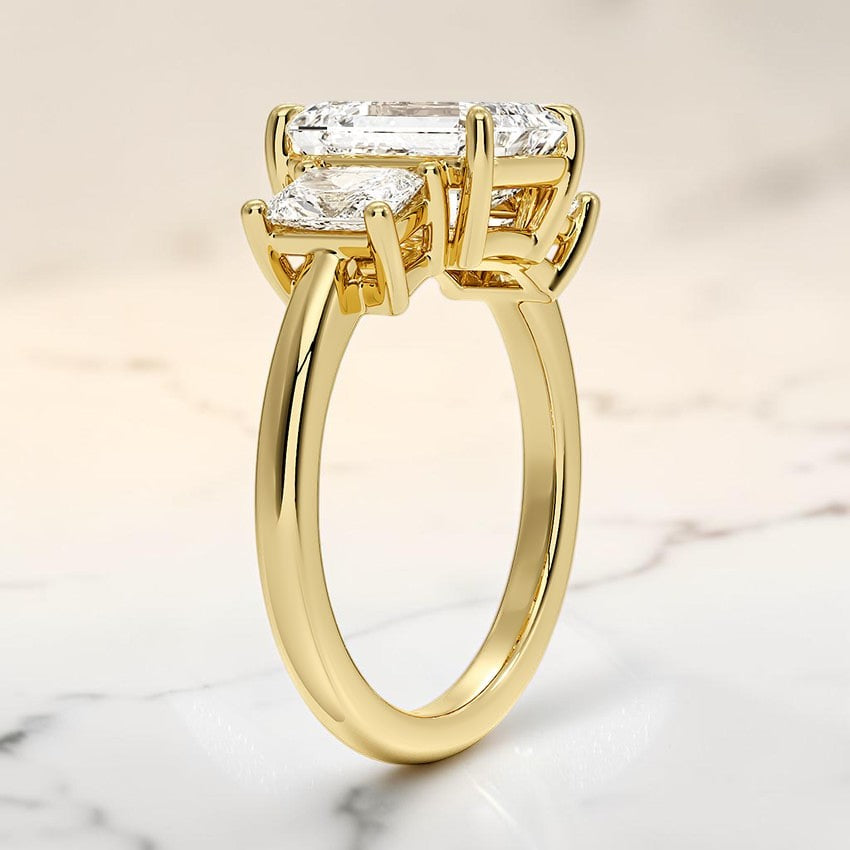 Luxe Genevieve Radiant-Cut Three Stone Diamond Ring in 14K Yellow Gold