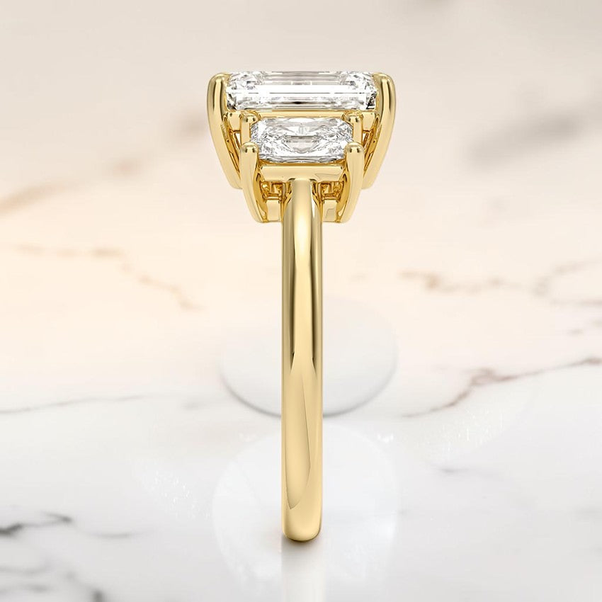 Luxe Genevieve Radiant-Cut Three Stone Diamond Ring in 14K Yellow Gold