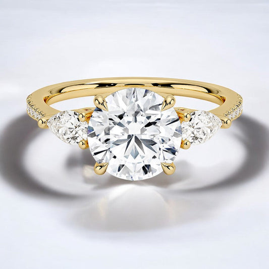 Accented Three Stone Lab Grown Diamond Engagement Ring