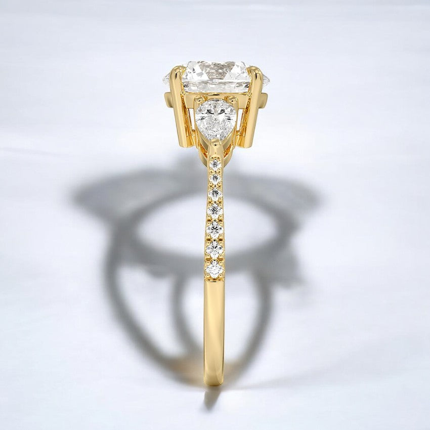 Accented Three Stone Lab Grown Diamond Engagement Ring