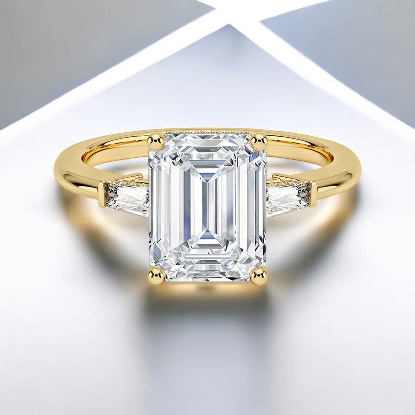 Tapered Baguette Three Stone Lab Grown Diamond Engagement Ring