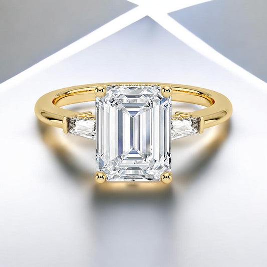Tapered Baguette Three Stone Lab Grown Diamond Engagement Ring