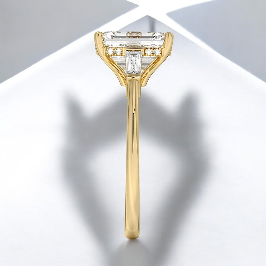 Tapered Baguette Three Stone Lab Grown Diamond Engagement Ring