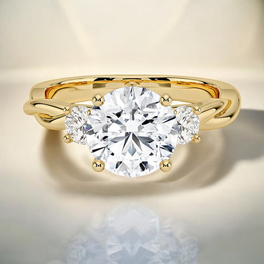 Twisted Vine Three Stone Lab Grown Diamond Engagement Ring - An Inspired Classic for Modern Romance