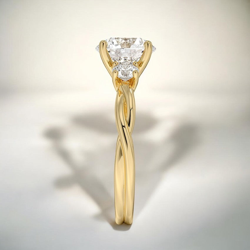 Twisted Vine Three Stone Lab Grown Diamond Engagement Ring - An Inspired Classic for Modern Romance