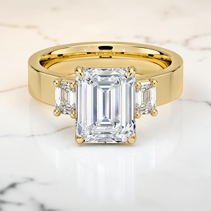 Paige Emerald Cut Three Stone Diamond Ring (1/2 ct. tw.) in 14K Yellow Gold