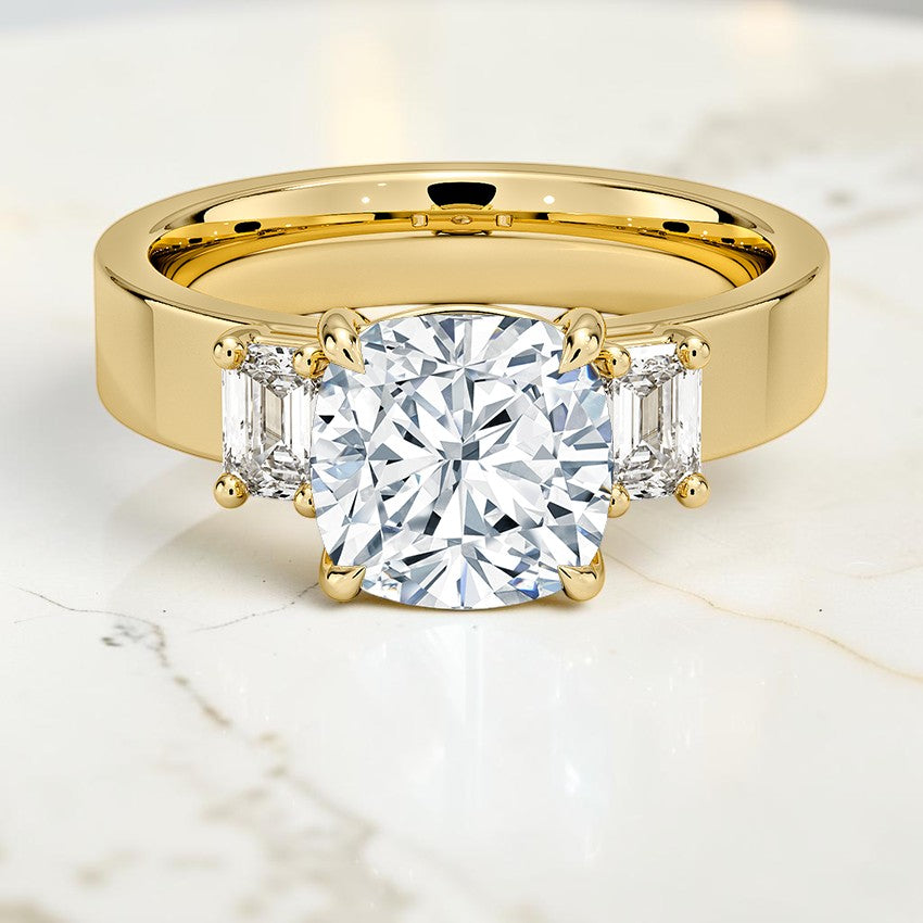 Paige Emerald Cut Three Stone Diamond Ring (1/2 ct. tw.) in 14K Yellow Gold