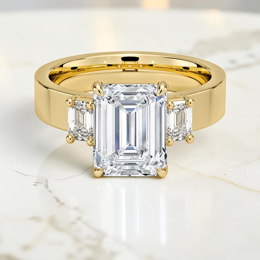 Paige Emerald Cut Three Stone Diamond Ring (1/2 ct. tw.) in 14K Yellow Gold