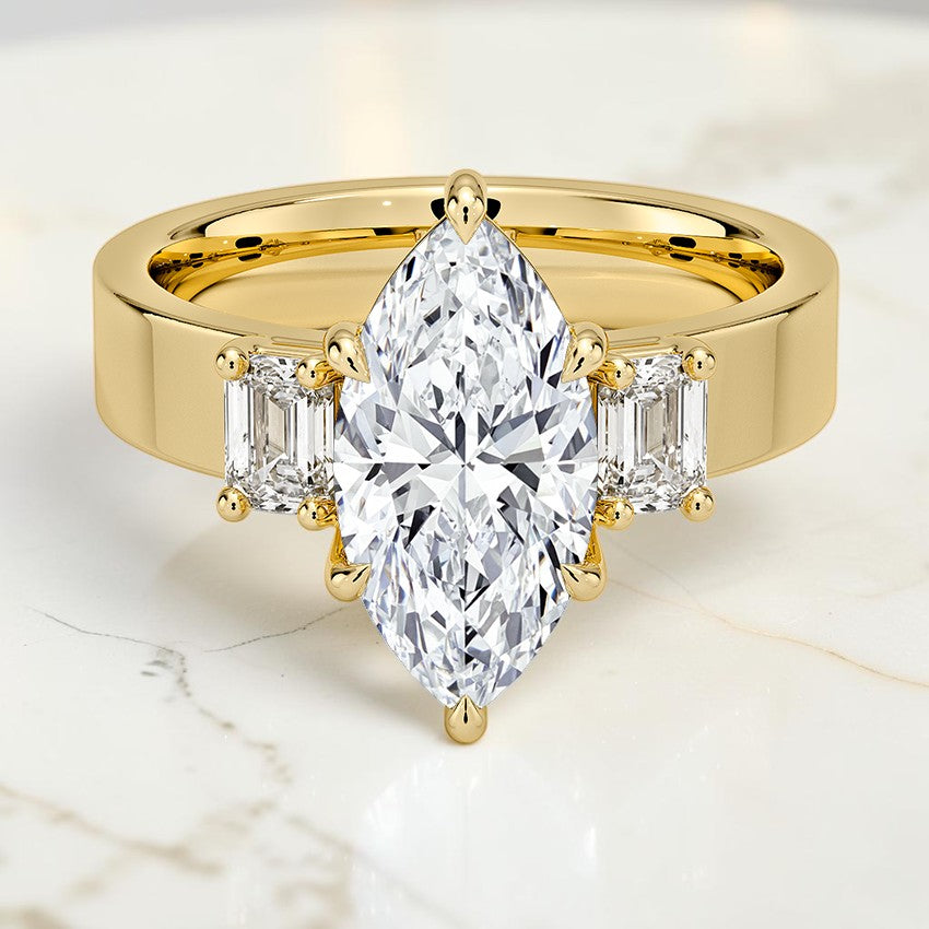 Paige Emerald Cut Three Stone Diamond Ring (1/2 ct. tw.) in 14K Yellow Gold