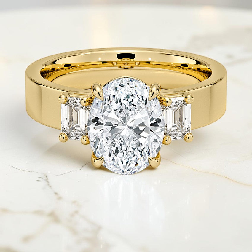 Paige Emerald Cut Three Stone Diamond Ring (1/2 ct. tw.) in 14K Yellow Gold