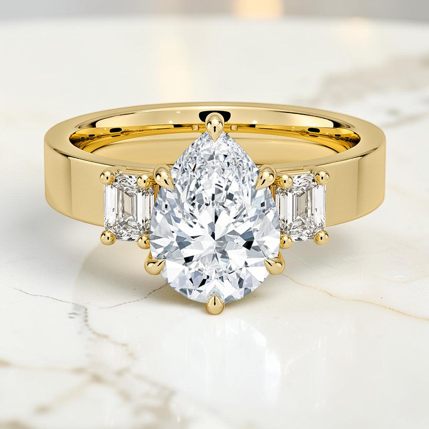 Paige Emerald Cut Three Stone Diamond Ring (1/2 ct. tw.) in 14K Yellow Gold