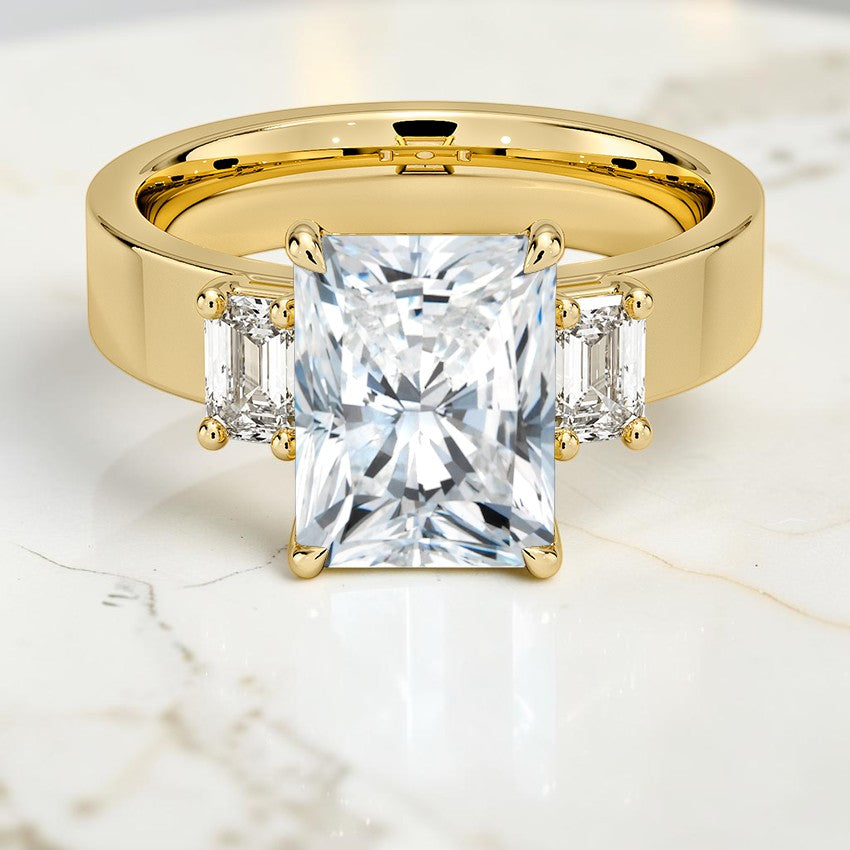 Paige Emerald Cut Three Stone Diamond Ring (1/2 ct. tw.) in 14K Yellow Gold