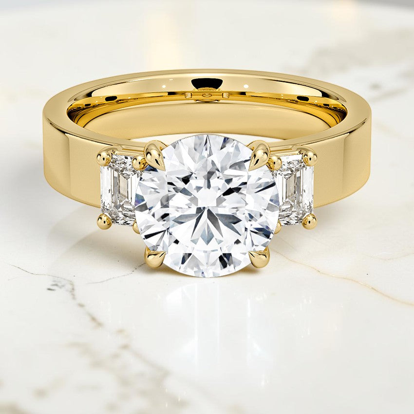Paige Emerald Cut Three Stone Diamond Ring (1/2 ct. tw.) in 14K Yellow Gold
