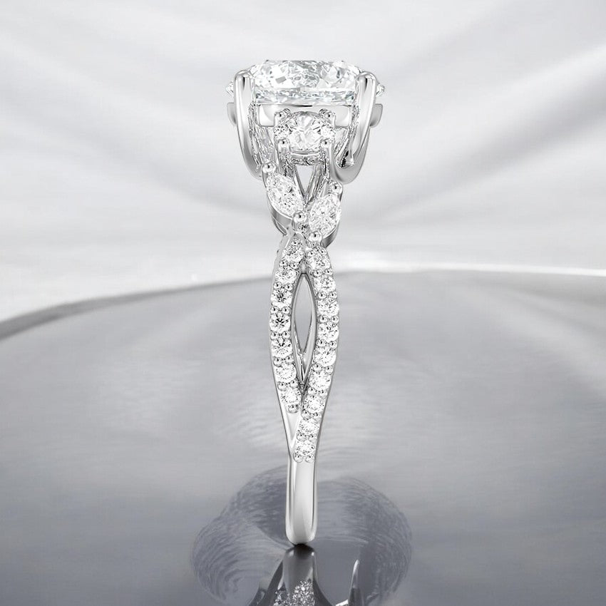 Luxe Three Stone Lab Grown Diamond Engagement Ring
