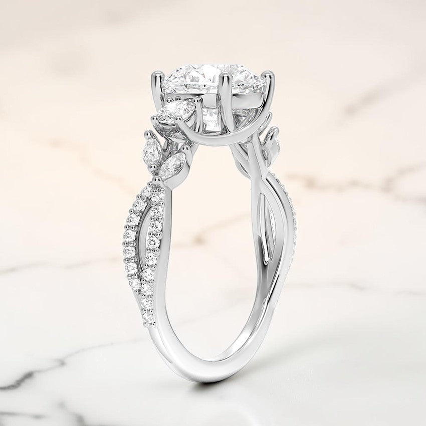 Luxe Florence Three Stone Diamond Ring (1/2 ct. tw.) in 14K White Gold