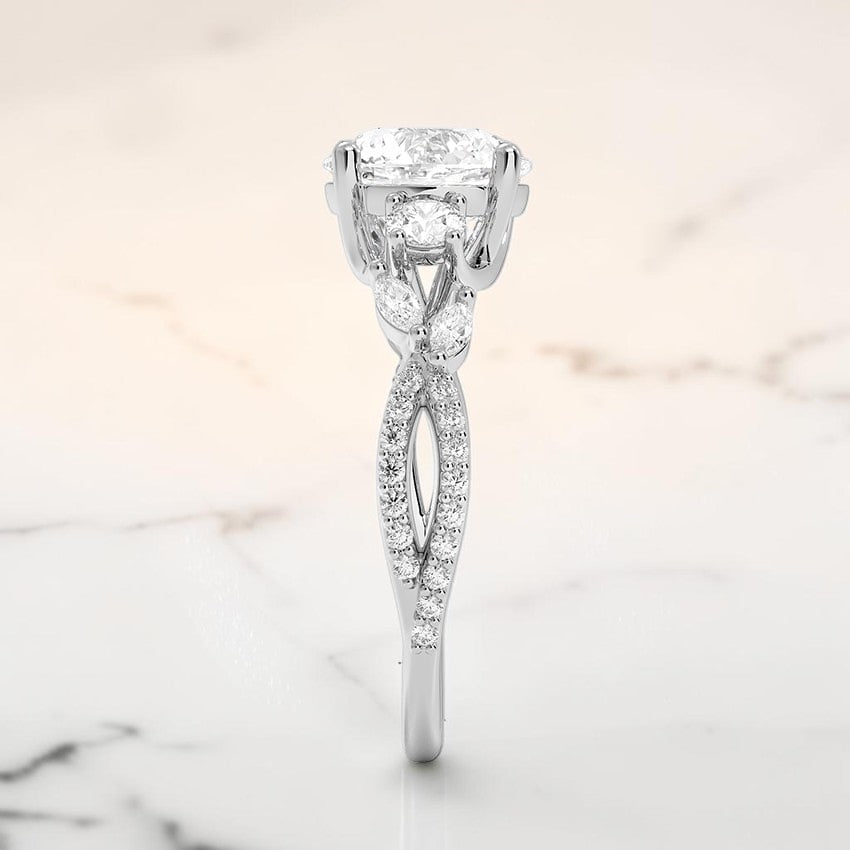 Luxe Florence Three Stone Diamond Ring (1/2 ct. tw.) in 14K White Gold