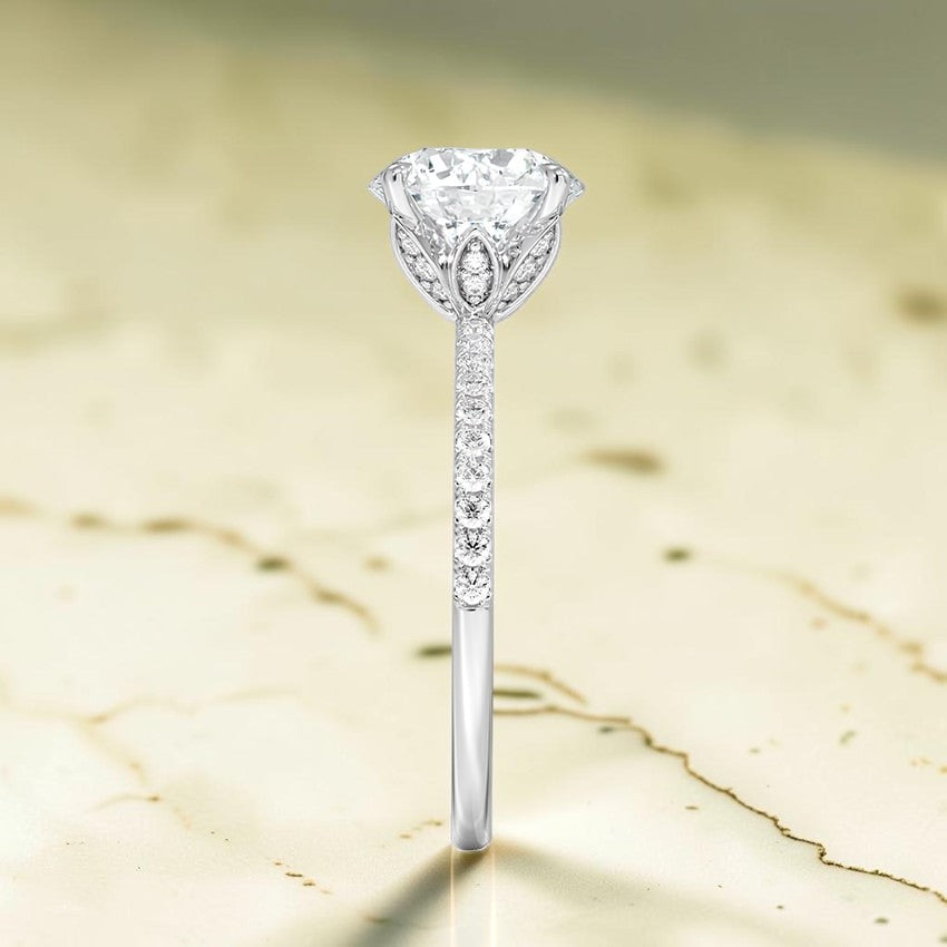 Luxe Blossom Diamond Ring in 14K White Gold