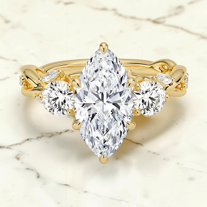 Hidden Eden Three Stone Diamond Ring (3/4 ct. tw.) in 14K Yellow Gold