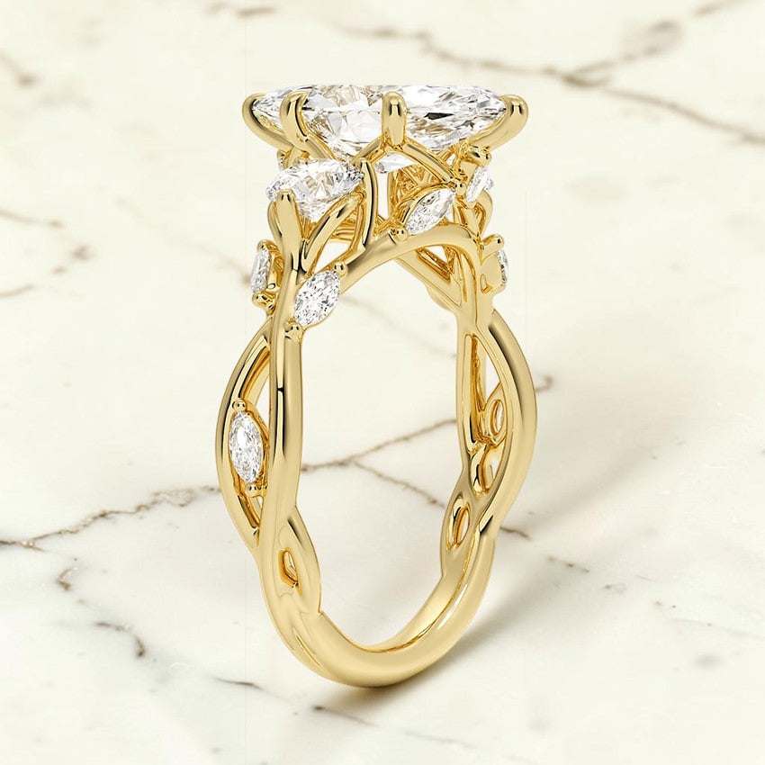 Hidden Eden Three Stone Diamond Ring (3/4 ct. tw.) in 14K Yellow Gold