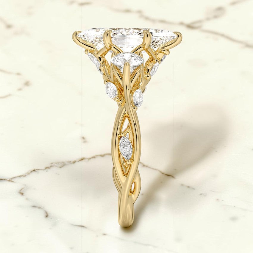 Hidden Eden Three Stone Diamond Ring (3/4 ct. tw.) in 14K Yellow Gold