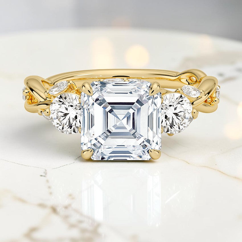 Hidden Eden Three Stone Diamond Ring (3/4 ct. tw.) in 14K Yellow Gold