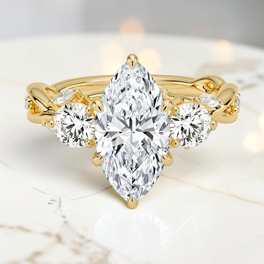 Hidden Eden Three Stone Diamond Ring (3/4 ct. tw.) in 14K Yellow Gold