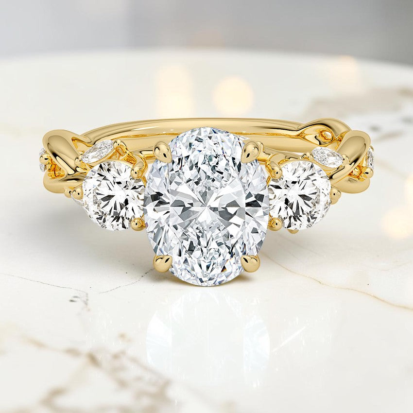 Hidden Eden Three Stone Diamond Ring (3/4 ct. tw.) in 14K Yellow Gold