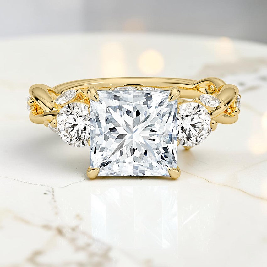 Hidden Eden Three Stone Diamond Ring (3/4 ct. tw.) in 14K Yellow Gold