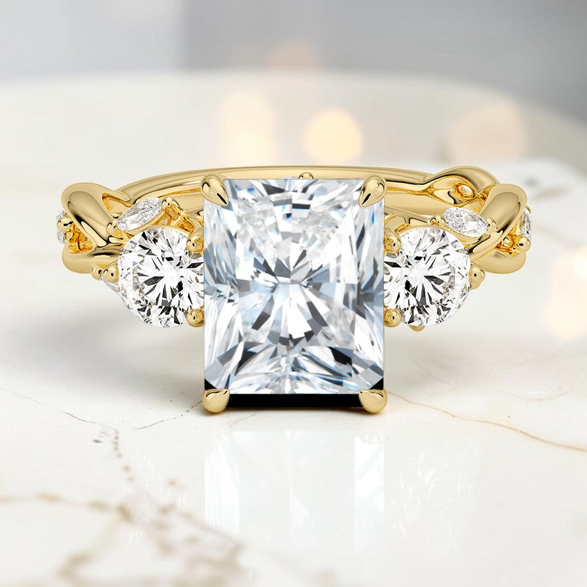 Hidden Eden Three Stone Diamond Ring (3/4 ct. tw.) in 14K Yellow Gold