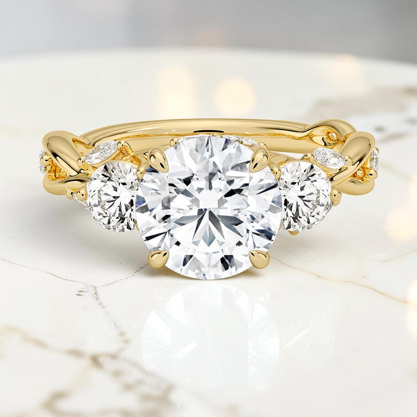 Hidden Eden Three Stone Diamond Ring (3/4 ct. tw.) in 14K Yellow Gold