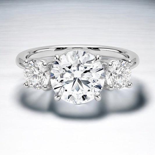 Luxe Three Stone Lab Grown Diamond Engagement Ring