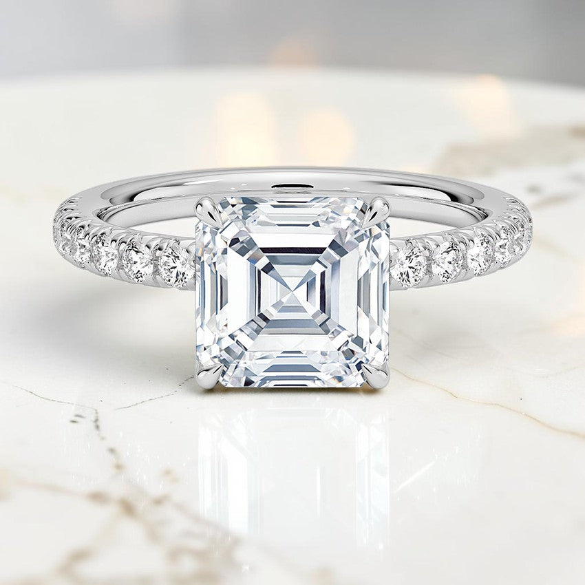 Anastasia Half Coverage Diamond Ring in 14K White Gold