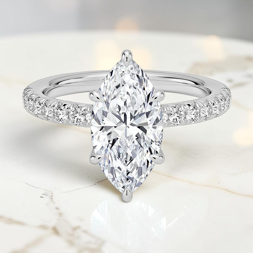 Anastasia Half Coverage Diamond Ring in 14K White Gold