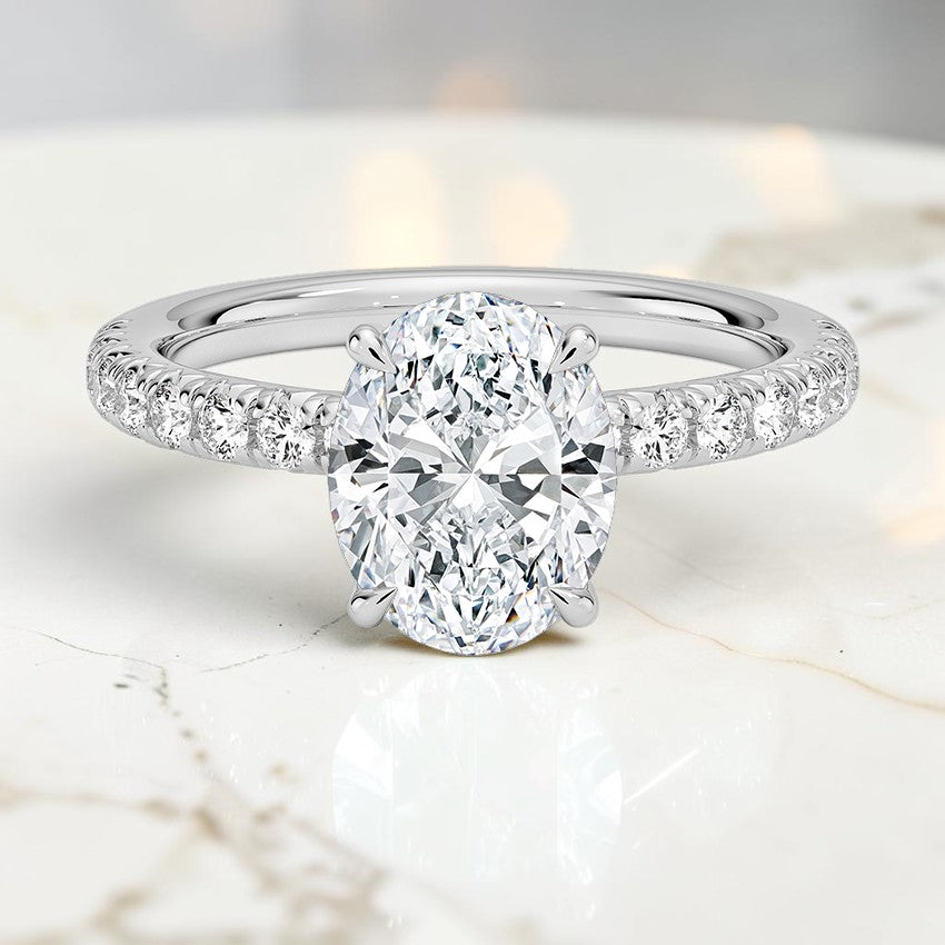 Anastasia Half Coverage Diamond Ring in 14K White Gold