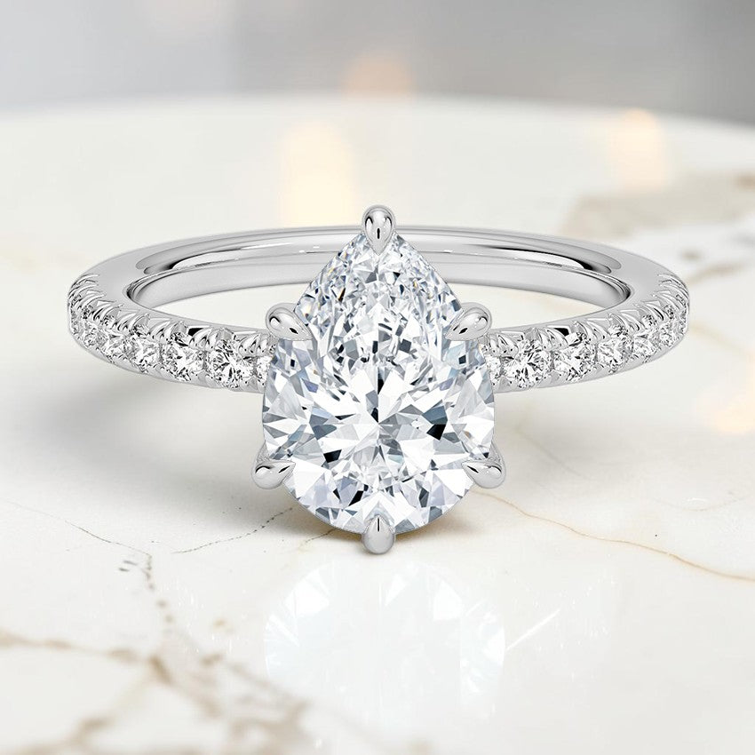 Anastasia Half Coverage Diamond Ring in 14K White Gold