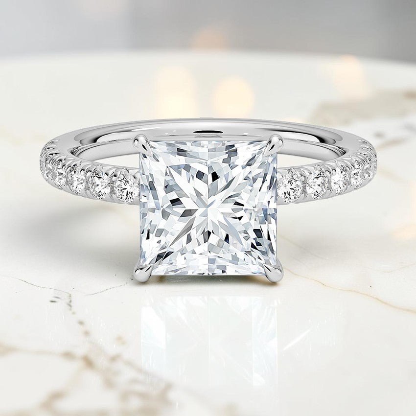 Anastasia Half Coverage Diamond Ring in 14K White Gold