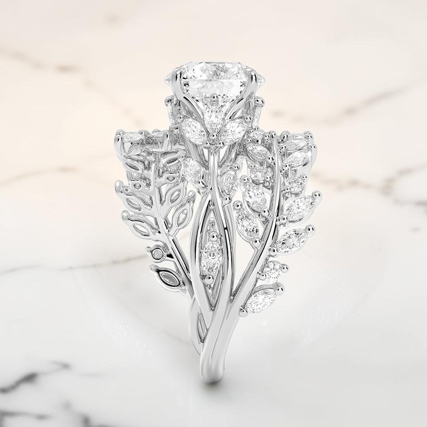 Hidden Eden Wrap Diamond Ring in 14K White Gold