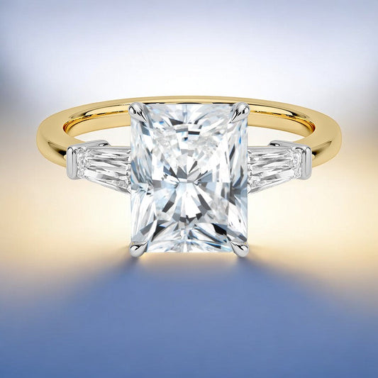 Mixed Metal Symphony Three Stone Lab Grown Diamond Engagement Ring
