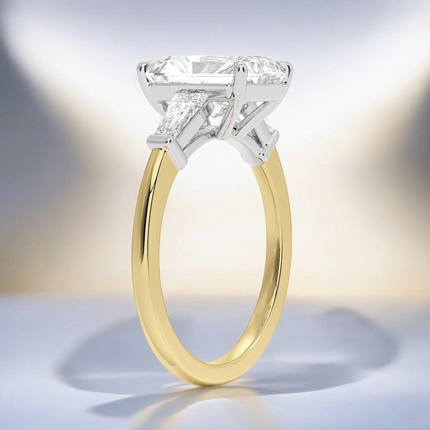Mixed Metal Symphony Three Stone Lab Grown Diamond Engagement Ring