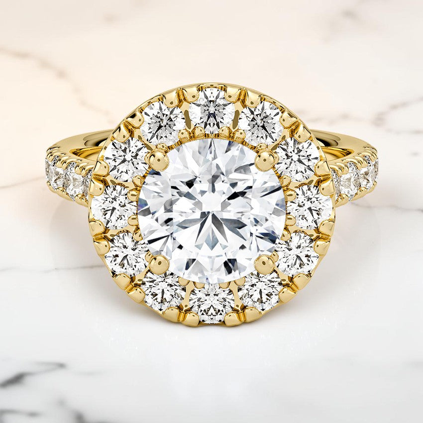 Aurelia Halo Diamond Ring in 14K Yellow Gold