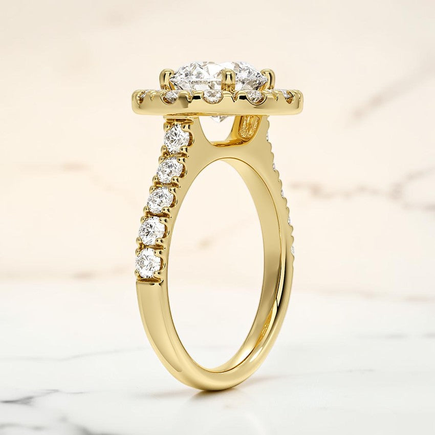 Aurelia Halo Diamond Ring in 14K Yellow Gold