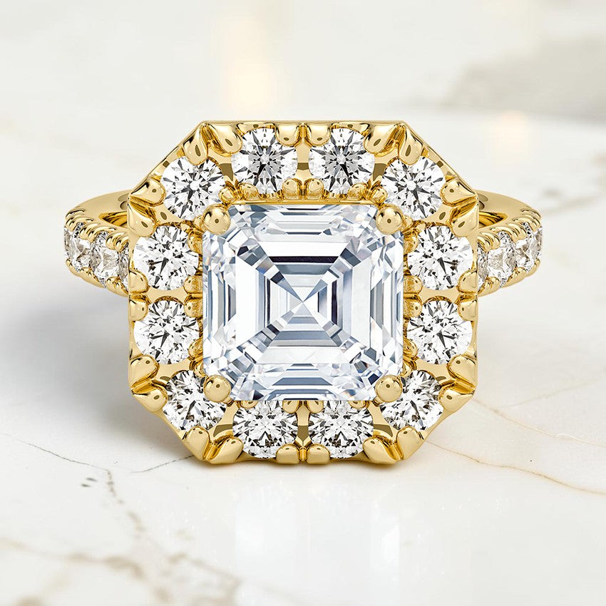 Aurelia Halo Diamond Ring in 14K Yellow Gold