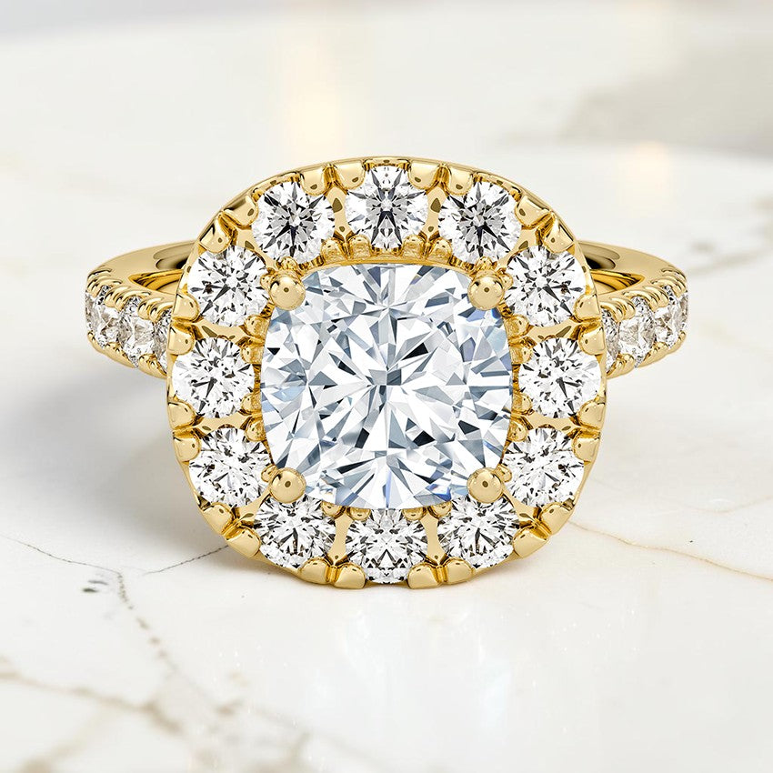Aurelia Halo Diamond Ring in 14K Yellow Gold