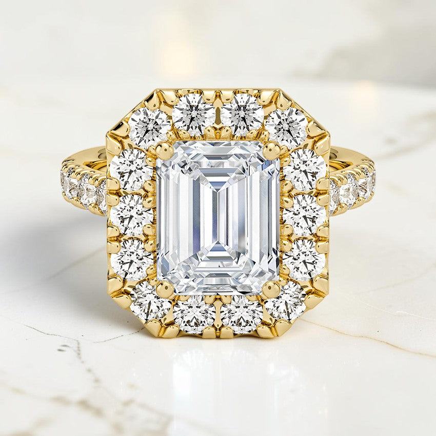 Aurelia Halo Diamond Ring in 14K Yellow Gold
