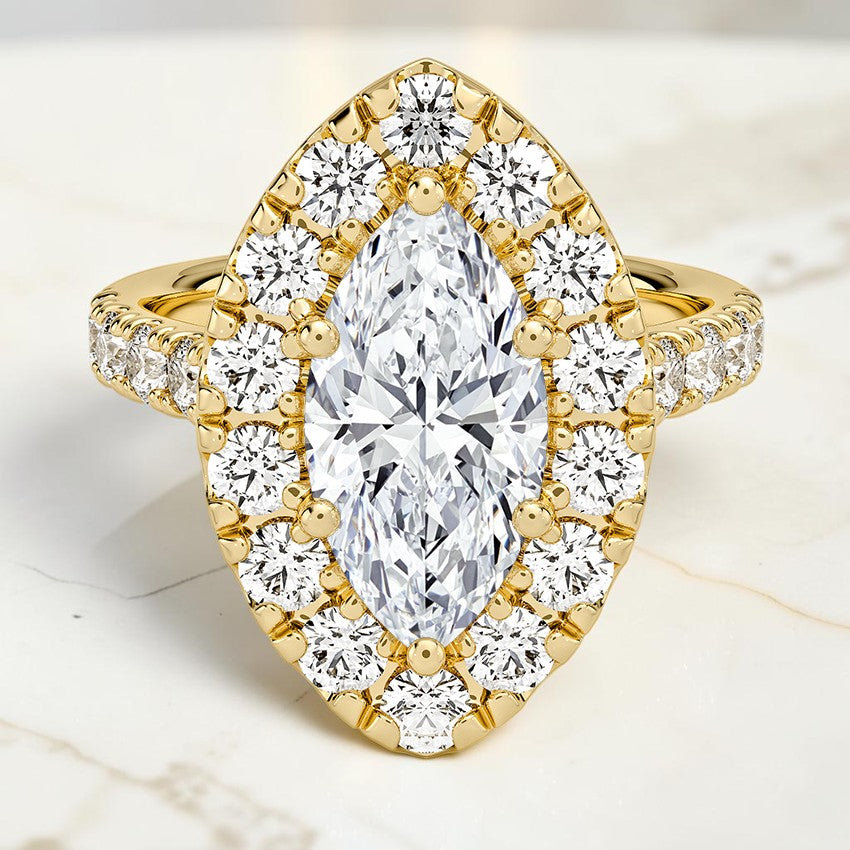 Aurelia Halo Diamond Ring in 14K Yellow Gold