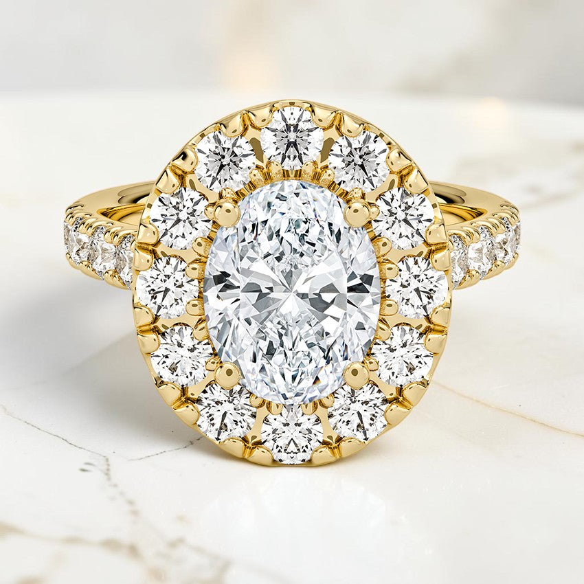 Aurelia Halo Diamond Ring in 14K Yellow Gold