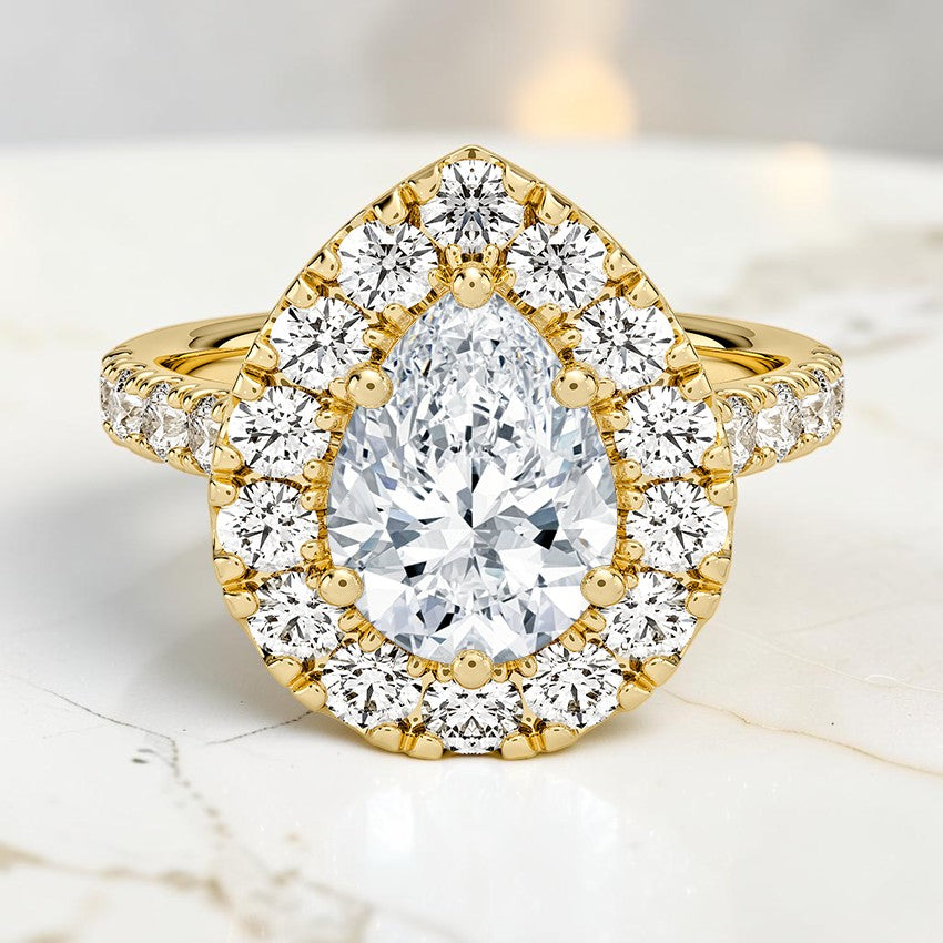 Aurelia Halo Diamond Ring in 14K Yellow Gold