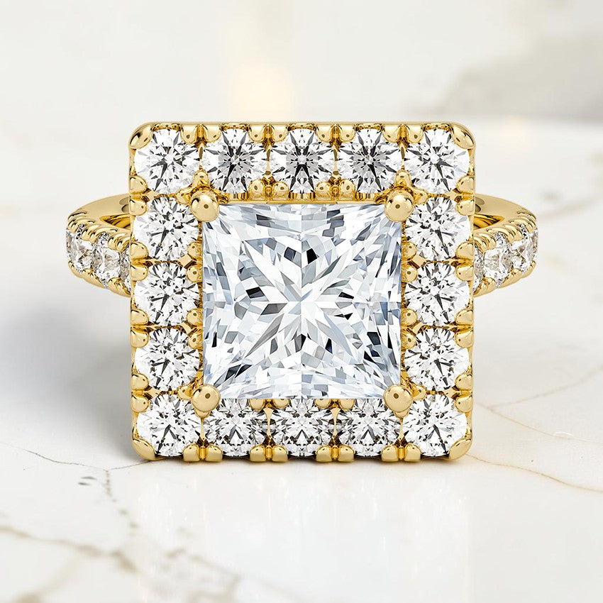 Aurelia Halo Diamond Ring in 14K Yellow Gold