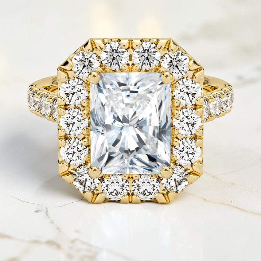 Aurelia Halo Diamond Ring in 14K Yellow Gold